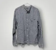 MUJI 無印良品 リネン100%バンドカラーギンガムチェックシャツ M 美品