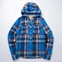 HOLLISTER　ホリスター　チェックシャツパーカー　ブルー　フーディー