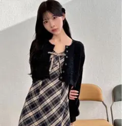 GRL グレイル 新品タグ付き ラメニットクロップド丈カーディガン mh26 黒