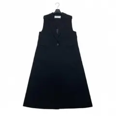 美品✨アドーア ADORE バックサテンクレープロングジレ 黒 38 ベスト