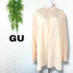 5187【GU】美品 イージーケアシアーオーバーサイズシャツ オレンジ L