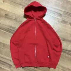 USA製 AKIMBO 元ネタ 短丈 90s ラッセル 無地 ジップパーカー M