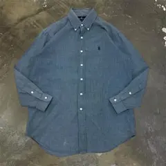 ★Ralph Lauren 長袖ボタンダウンシャツ チェック柄 M ブルー