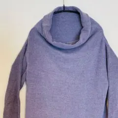 くすみパープル ニットセーター ゆるだぼ タートルネック 大人可愛い 体型カバー