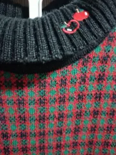 familiar　赤・緑チェック柄ニットセーター