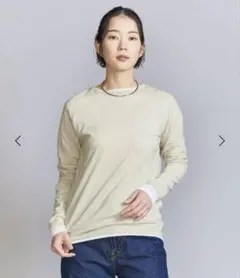 BEAUTY&YOUTH コットンナイロン天竺 シアー クルーネック Tシャツ