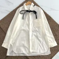 Y's Bow tie shirt leather cotton White 2のサムネイル