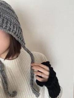 ニット帽 ビーニー バラクラバ ボンネット クロシェハット ハンドメイド