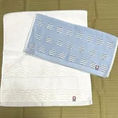 未使用品 今治タオル2枚セット フェイスタオル ウォッシュタオル 白 水色