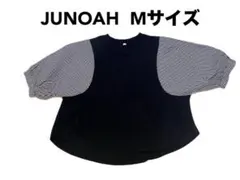 JUNOAHギンガムチェック切替 パフスリーブカットソー M ブラックのサムネイル