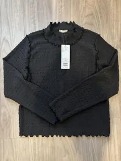 値下げ◾︎新品◾︎ehka sopo ハイネックしぼしぼカットソー チャコールのサムネイル