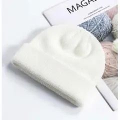 浅めニット帽 ニットキャップ  オフホワイト  フリーサイズ  男女兼用 夏