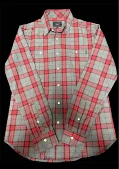 HUF ハフ チェック　ネルシャツ 長袖シャツ レッド グレー S size