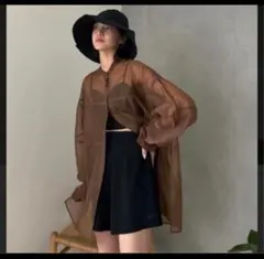 CLANE SWITCH SHEER SHIRT ブラウンのサムネイル