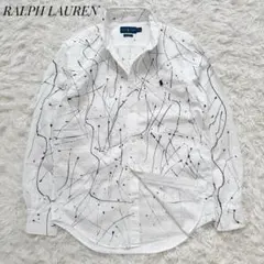 ラルフローレン ペイント柄 オックスフォード ボタンダウンシャツ ホワイト 4