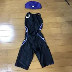 美品☆アシックス競泳用水着 ブラック/パープル