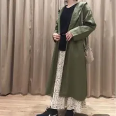 スタジオクリップ　フード付きオリーブグリーンロングコート