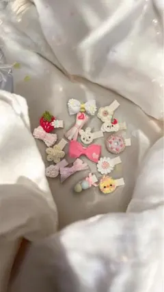 メルカリ便　ベビーヘアクリップ15点セット　女の子　うさぎ　リボン