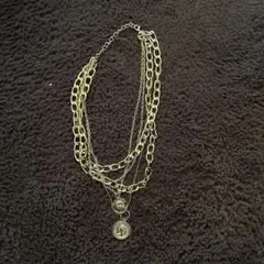 ゴールド 多層チェーンネックレス コインチャーム