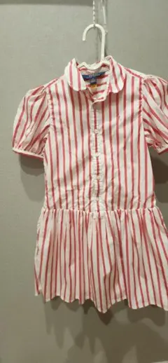 Polo Ralph Lauren ピンクストライプシャツワンピース　6歳