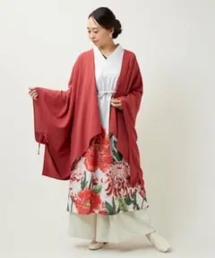 る*ー様 花々羽織付きワンピース　2点セット　セットアップ　春　花束　着物風　袷 花々羽織付きワンピース 2点セット セットアップ 春 花束 着物風 袷