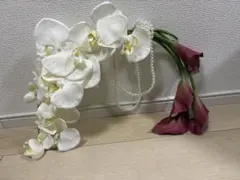 胡蝶蘭とカラーのウェディングブーケ