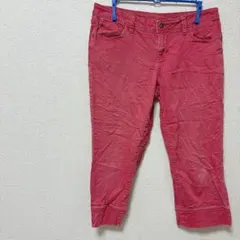 美品✨赤 コットン クロップドパンツ