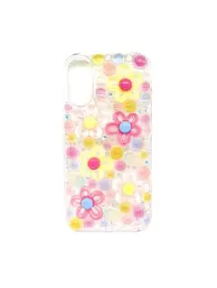 【iPhone 16用】カラフルフラワー クリアデコスマホケース♡