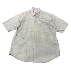 Columbia チェックシャツ　グリーン　ボタンダウン　半袖　L 古着　8dのサムネイル