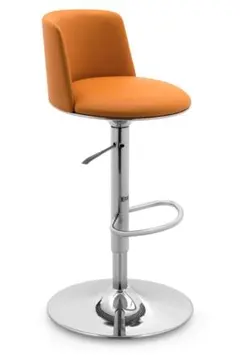 オレンジ 合成皮革 ダイニングチェア 高さ調整可能