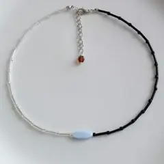 №739　チェコナベット×3分竹ビーズチョーカー・ネックレス　ハンドメイド