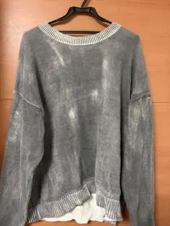 archive ZARA グレー ダメージ加工 ニットセーター XL