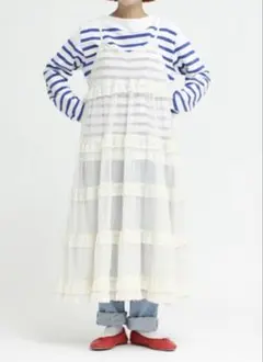 美品✨ドットアンドストライプス　コットンメッシュティアードワンピース　キャミ