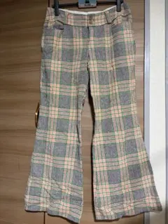 チェック柄 フレアパンツ