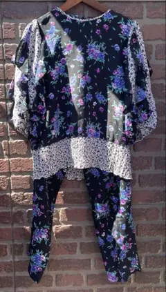 ヴィンテージ　80s 花柄パンツセットアップ