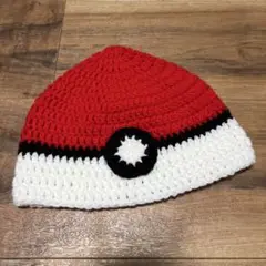 手作り　ポケモンボール　ニットビーニー