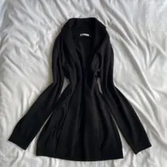 ショールカラー カーディガン ロングカーディガン ブラック