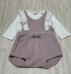 petit mainベビー ニット サロペット ロンパース
