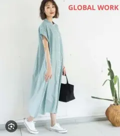 GLOBAL WORK　マルチケアフレンチスリーブシャツワンピースのサムネイル