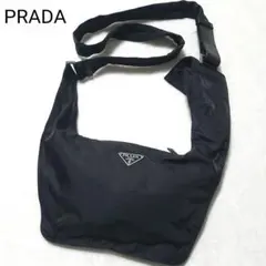 【美品】PRADA　サコッシュ ショルダーバッグ 肩掛け 三角ロゴ ナイロン 黒