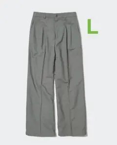 UNIQLO ユニクロ リネンブレンドタックワイドパンツ オリーブ L