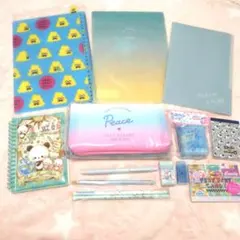 新品 文房具 女の子 小学生 ライトブルー 水色 ステーショナリー まとめ売り