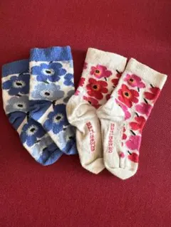 マリメッコ 花柄 ベビー靴下 2足セット　ウニッコ柄