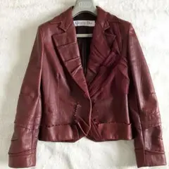 美品　クリスチャンディオール　レザージャケット　レディース　ラムレザー　茶色　M 2025年最新】Christian Dior レディース レザージャケット・ライダース