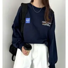 ANME 長袖 Tシャツ ロゴ 刺繍 ERAReact 男女兼用 カットソー