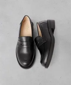 AAA+Feminine 軽量マニッシュコインローファー　ブラック