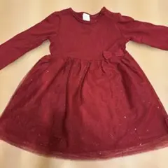 H&M チュールワンピース 86 赤　レッド　長袖　ワンピース