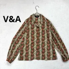 【V&A museum】東京ブラウス　長袖ブラウスシャツ　総柄　Mサイズ