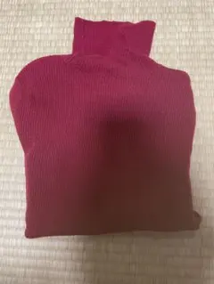 赤　ボルドー　リブタートルネックセーター