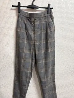 グローバルワーク ウツクシルエットテーパードパンツ チェック XS